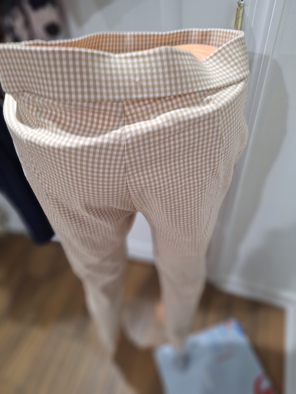 Tommy Hilfiger Beige Gingham Straight Leg Pants